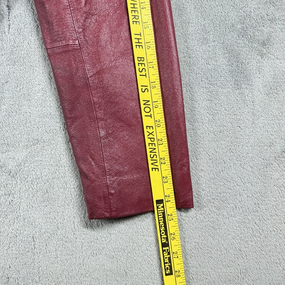Vintage Metrostyle Red Leather Long Coat Womens 18 Button Front Jacket Retro - Picture 10 of 13